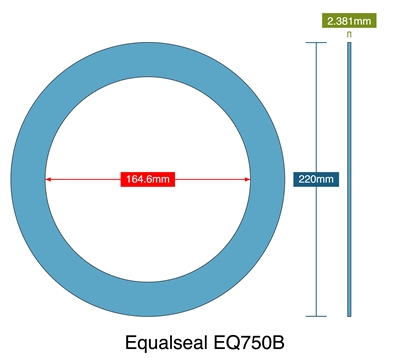 Equalseal EQ750B - 2.38mm Thick - Ring Gasket - 164.6mm ID - 220mm OD