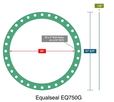 Equalseal EQ750G - Full Face Gasket - 1/8" Thick - 300 Lb - 48" Series A