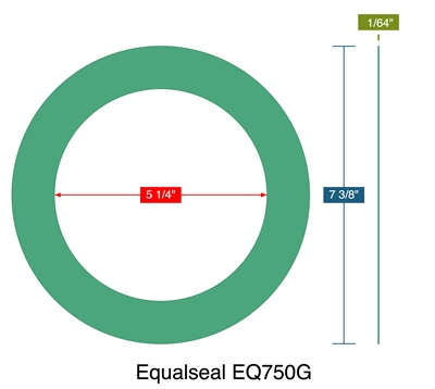 Equalseal EQ750G -  1/64" Thick - Ring Gasket - 5.25" ID - 7.375" OD