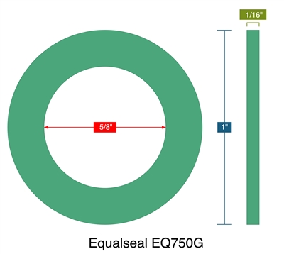 Equalseal EQ750G -  1/16" Thick - Ring Gasket - .625" ID - 1" OD