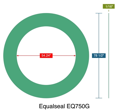 Equalseal EQ750G -  1/16" Thick - Ring Gasket - 54.24" ID - 78.5" OD