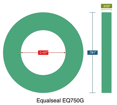 Equalseal EQ750G -  3/32" Thick - Ring Gasket - .437" ID - .781" OD