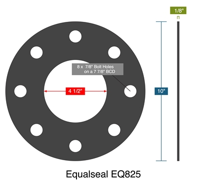 Equalseal EQ825 -  1/8" Thick - Full Face Gasket - 300 Lb. - 4"
