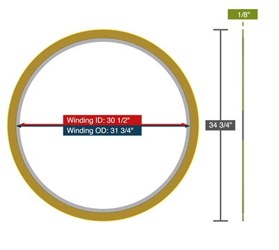 Equalseal Spiral Wound Gasket - 304 Stainless Steel winding - Flexible Graphite Filler - 150 Lb. - 30" Series A