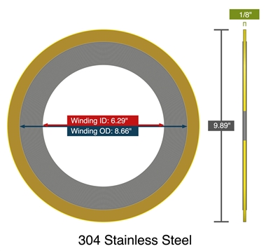 EQSW-304/FG with Carbon Steel Guide Ring- Winding 6.29" x 8.66" - 9.89" OD Carbon Outer
