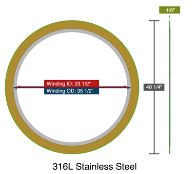 Equalseal EQSW - 600 Lb. - 32" Spiral Wound Gasket  - 316 SS/FG - Carbon Guide Ring - Series A