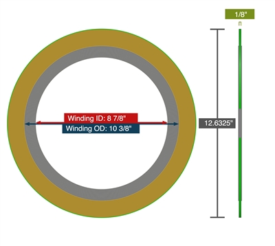 Equalseal EQSW - 600 Lb. - 8" Spiral Wound Gasket  - 316 SS/FG - Carbon Guide Ring