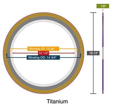 EQSW Titanium Type 2/PTFE Gasket - 150 Lb.- 12" w Ti Inner and Outer Ring