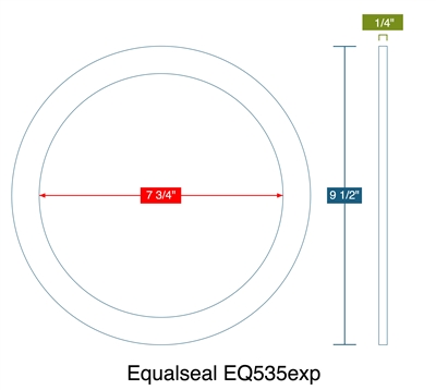 Equalseal EQ 535exp Ring Gasket - 150 Lb. - 1/4" Thick - 7.75" ID - 9.5" OD