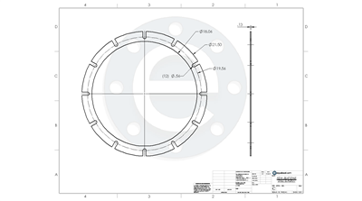 Silicone - White FDA - Full Face Gasket -  1/8" Thick - 18.062" ID - 21.50" OD - 12 x .563" Slotted Holes on a 19.563" Bolt Circle Diameter