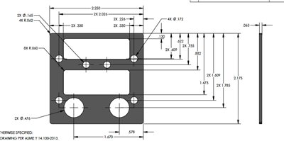 Equalseal EQFG - Foil Insert - .063" Thick - 2.175" x 2.250" per DWG