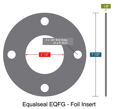 Equalseal EQFG - Foil Insert -  1/8" Thick - Full Face Gasket - 150 Lb. - 3"