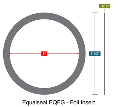 Equalseal EQFG - Foil Insert -  1/16" Thick - Ring Gasket - 8" ID - 9.5" OD