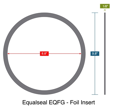 Equalseal EQFG - Foil Insert -  1/8" Thick - Ring Gasket - 8.8" ID - 9.8" OD