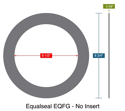 Equalseal EQFG - No Insert -  1/16" Thick - Ring Gasket - 6.5" ID - 8.75" OD