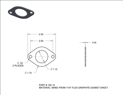 Flexible Graphite/.002" SS Custom Gasket - DWG GE-10A - 1/16" Thick