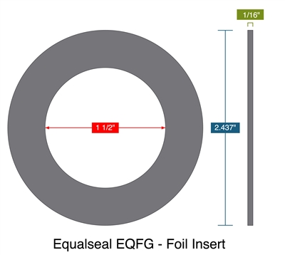 Equalseal EQFG - Foil Insert - Ring Gasket -  1/16" Thick - 1.5" ID - 2.437" OD