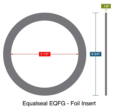 Equalseal EQFG - Foil Insert -  1/8" Thick - Ring Gasket - 5.5" ID - 6.75" OD