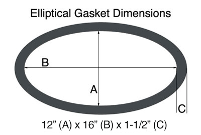 Plain Flexible Graphite - Elliptical Manhole Gasket -1/8" Thick - 12" x 16" x 1.25