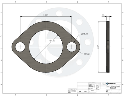 SS Tang Inserted Flexible Graphite Custom Gasket -1/8" Thk 1.5" ID