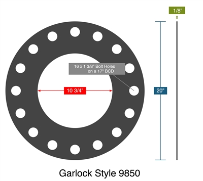 Garlock Style 9850 -  1/8" Thick - Full Face Gasket - 600 Lb. - 10"