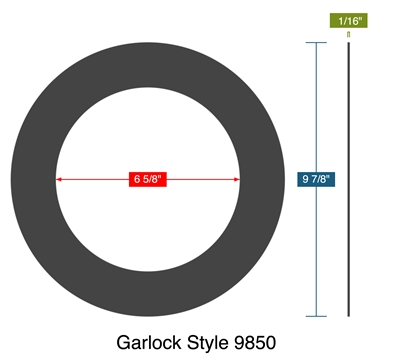 Garlock Style 9850 -  1/8" Thick - Ring Gasket - 300 Lb. - 6"