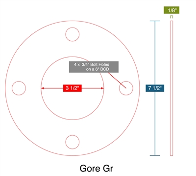 Gore Gr -  1/8" Thick - Full Face Gasket - 150 Lb. - 3"