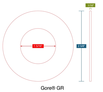 Gore GR -  1/16" Thick - Ring Gasket - 150 Lb. - 1" (For O2 Service BUT NOT Cleaned)