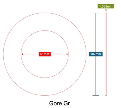 Gore Gr - DN 50 / PN 10 Ring Gasket - 1.59mm Thick - 61mm ID - 107mm OD