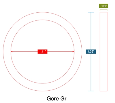 Gore Gr -  1/8" Thick - Ring Gasket - 1.11" ID - 1.38" OD