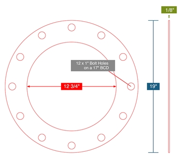 Gore UPG -  1/8" Thick - Full Face Gasket - 150 Lb. - 12"