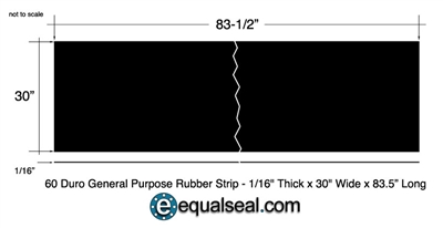 General Purpose Rubber - 60 Durometer - 1/16" Thick x 30" x 83.5" with PSA