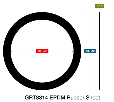 GRT8314 EPDM Rubber Sheet -  1/8" Thick - Ring Gasket - 150 Lb. - 10"