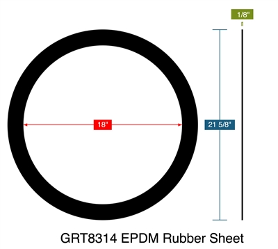 GRT8314 EPDM Rubber Sheet -  1/8" Thick - Ring Gasket - 150 Lb. - 18"