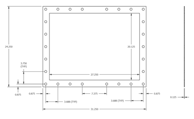 Garlock Gylon 3500 - Full Face Gasket -  1/8" Thick - Frame Gasket - per drawing SC-14442