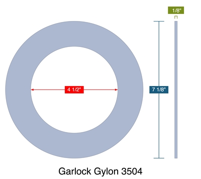 Garlock Gylon 3504 -  1/8" Thick - Ring Gasket - 300 Lb. - 4"
