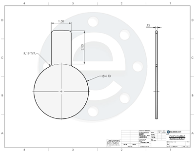 Garlock Gylon 3545 -  1/8" Thick - Tabbed Blind Ring Gasket - 150 Lb. - 2"