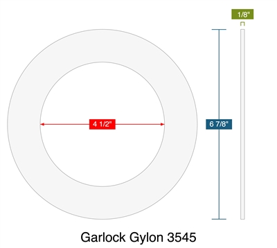 Garlock Gylon 3545 -  1/8" Thick - Ring Gasket - 150 Lb. - 4"