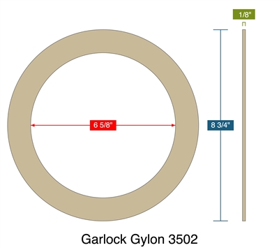 Garlock Gylon 3502 -  1/8" Thick - Ring Gasket - 150 Lb. - 6" - O2 Service