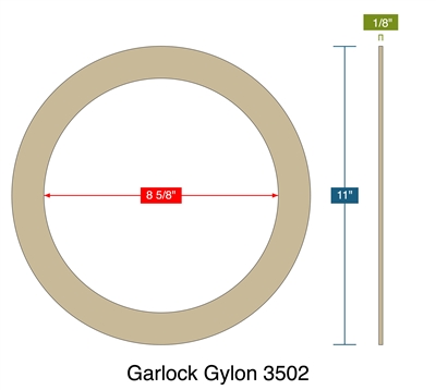 Garlock Gylon 3502 -  1/8" Thick - Ring Gasket - 150 - Lb. - 8" - O2 Service