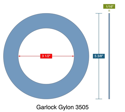 Garlock Gylon 3505 -  1/16" Thick - Ring Gasket - 150 Lb. - 3"