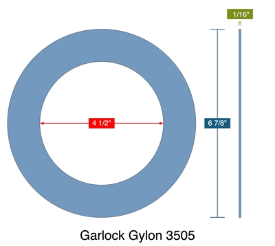 Garlock Gylon 3505 -  1/16" Thick - Ring Gasket - 150 Lb. - 4"