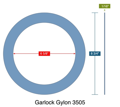 Garlock Gylon 3505 -  1/16" Thick - Ring Gasket - 150 Lb. - 6"