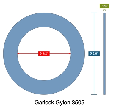 Garlock Gylon 3505 -  1/8" Thick - Ring Gasket - 150 Lb. - 3"