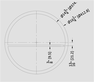 Kammprofile Custom Gasket - 304/FG - 14.75" ID x 16.25" OD x 1/8" thick Left with .375" Rib (See Drawing)