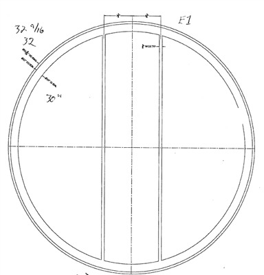 Kammprofile Custom Gasket - CS/FG - 30"  Seal ID - 32" Seal OD - 32-9/16" Ring OD x 1/8" thick Right with (2) .375" Ribs (See Drawing)