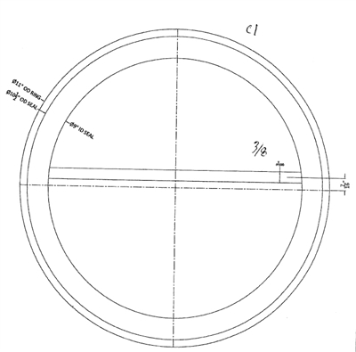 Kammprofile Custom Gasket - CS/FG - 9"  Seal ID - 10.5" Seal OD - 11" Ring OD x 1/8" thick Right with .375" Rib (See Drawing)