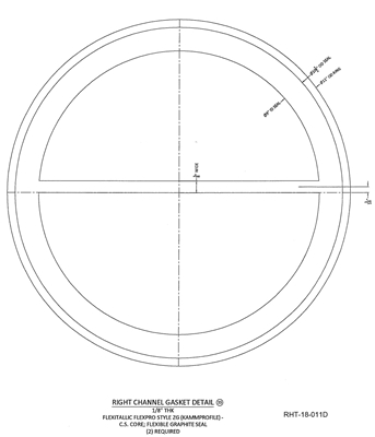 Kammprofile Custom Gasket - with Single Rib - 9" ID x 11" OD x 1/8" thick
