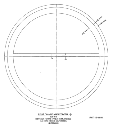 Kammprofile Custom Gasket - with Single Rib - 11-1/8" ID x 13-3/8" OD x 1/8" thick