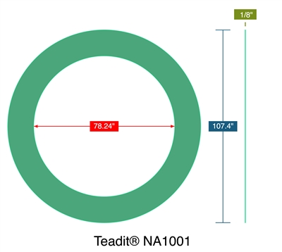 TeaditÂ® NA1001 -  1/8" Thick - Ring Gasket - 78.24" ID - 107.4" OD